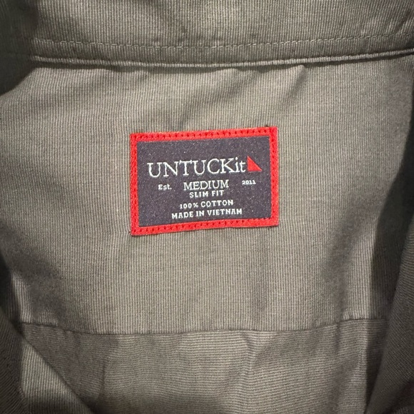 UNTUCKit Solid Charcoal Grey Cotton button up Shirt slim fit cotton - Picture 4 of 7